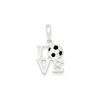 925 Sterling Silver Black Enamel Love Soccer Ball Charm Pendant - 12x16mm on sale 925 Sterling Silver Black Enamel Love Soccer Ball Charm Pendant - 12x16mm on sale