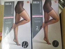 4 Pair BLACK MEDIUM M Silk Impressions Pantyhose MEDIUM SUPPORT SHEER LB14