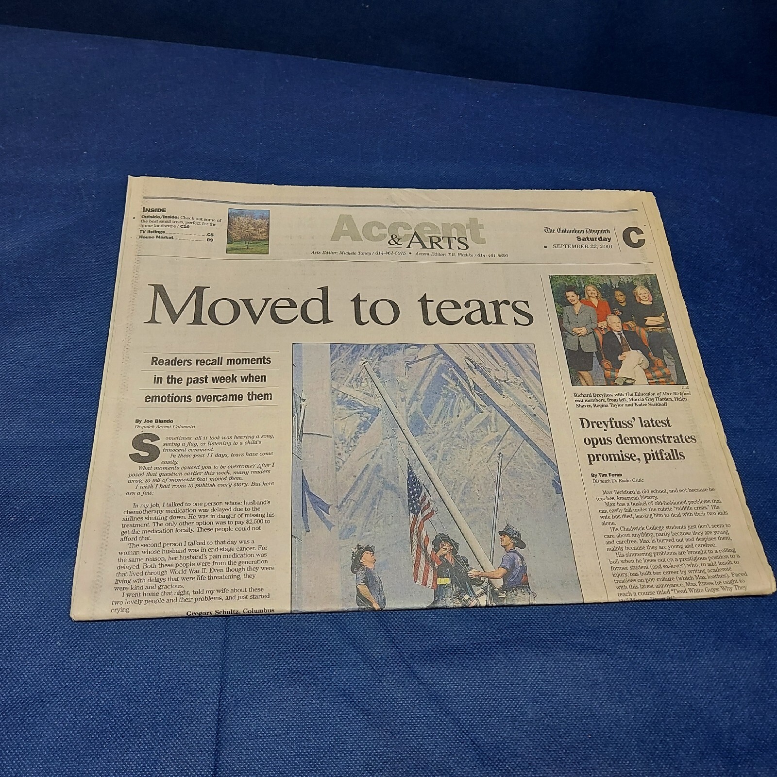 Vintage 2001 September 22, Columbus Dispatch Newspaper, Columbus, Ohio