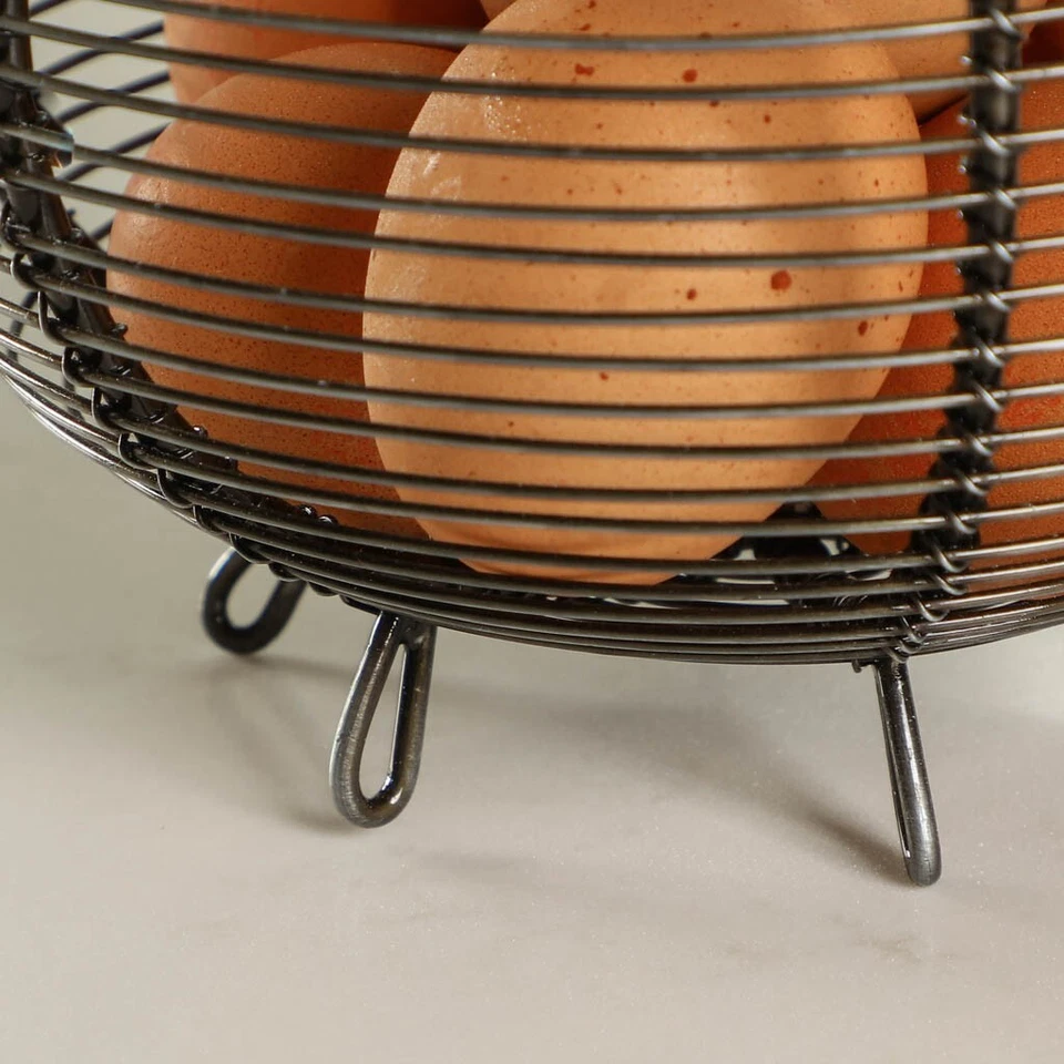 Large Wire Egg Basket Caddy Country Metal Kitchen Eggs Storage Holder Stand - Image 4 of 4