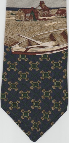 BOB TIMBERLAKE - OCEANFRONT - 100% SILK - MEN'S NECKTIE - BLUE & GREEN & BEIGE