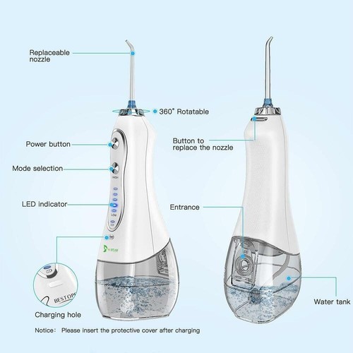 Ustar Water Flosser 300ML 5 Modi & 6 Jet Tips - IPX7 wasserdicht kabellos Delle - Bild 4 von 5