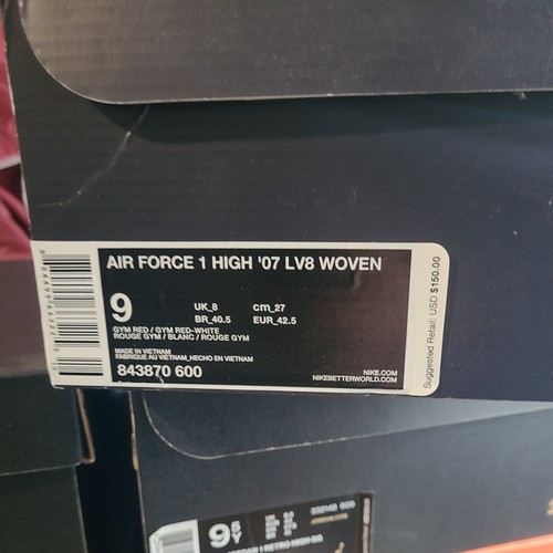 Nike Air Force 1 High '07 LV8 Woven SZ 9 Gym Red White AF1's With Box - 第 14/20 張圖片