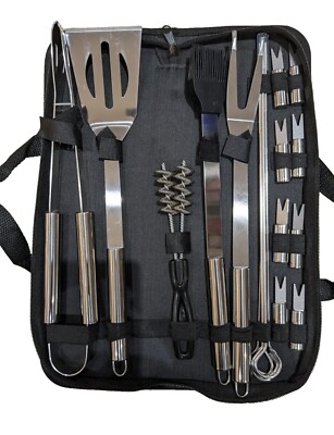 BBQ WERKZEUG SET MIT AUFBEWAHRUNGSTASCHE Outdoor Kochen Garten Grill 18 Pease
