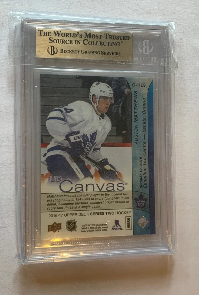 2016-17 UD Auston Matthews Canvas Rookie .5 away from a Black Label, BGS 10 RARE - Image 2 of 2