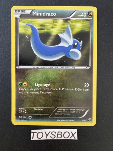 Carte Pokémon Minidraco Holo 1/20 / Bloc NB Coffre Des Dragons / Bon État FR - Imagen 2 de 3