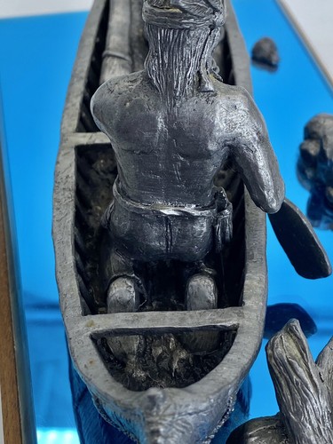 Native American Pewter Sculpture Downstream Canoe Michael Ricker 15/700 10x5x5 - Picture 11 of 15