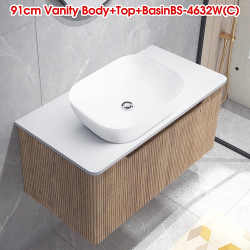ACA Vanity Unit 610/760/910mm Basin Bath Cabinet Storage Wall Hung Sink Brown - Picture 59 of 68