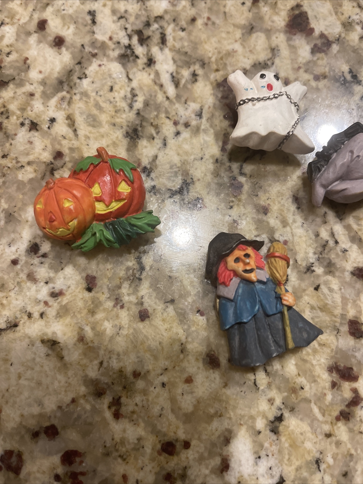 Vtg Set 6 Nony New York Button Covers Halloween Pumpkin Witch Bats Hat Orange