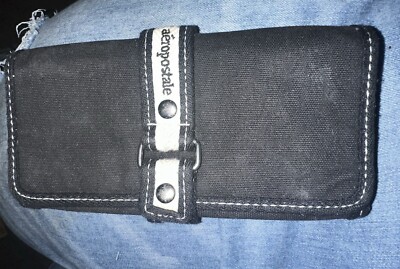 Aéropostale Wallet Black Fabric With Snap 