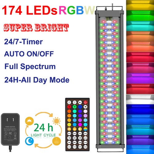 12 24 36 48Inch Fish Tank RGB 24/7 Timer AUTO ON/OFF 20 Color - Picture 38 of 61
