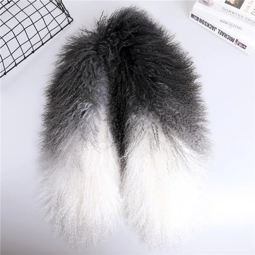 Women Real Mongolian Lamb Fur Scarf Shawl Double Side Lamb Neckerchief Wraps - Picture 15 of 28