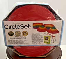 NEW Tieramid Circle Set 22 Rainbow Wood Puzzle Blocks  48 Pattern Cards Age 3 