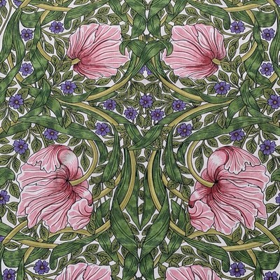 William Morris Gardinenstoff PIMPERNEL ~ SAP GREEN/STRAWBERRY ~ 0,75m