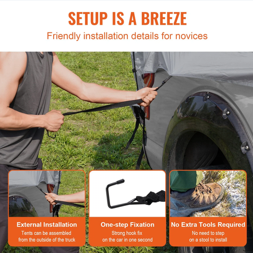 Truck Bed Tent, Waterproof Double Layer for 5.5'-6' Bed, Camping Tent for 2-3 Pe - Picture 5 of 6