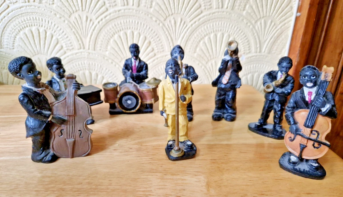 ② FIGURINES en BISCUIT - 7 MUSICIENS de JAZZ DIXIELAND - Statues & Figurines