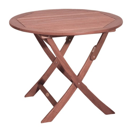 Gartentisch rund Eukalyptus Holz massiv - 90 cm - Balkon Beistell Klapp Tisch - Bild 1 von 1