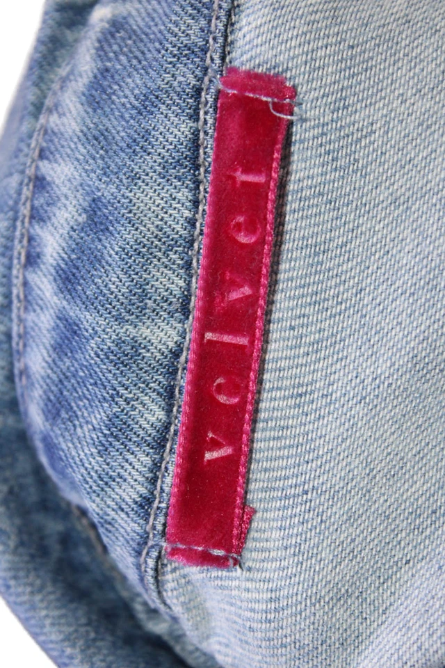 Camisa de bolso feminina de veludo com colarinho frontal e botão manga longa azul tamanho pequeno - Imagem 4 de 4