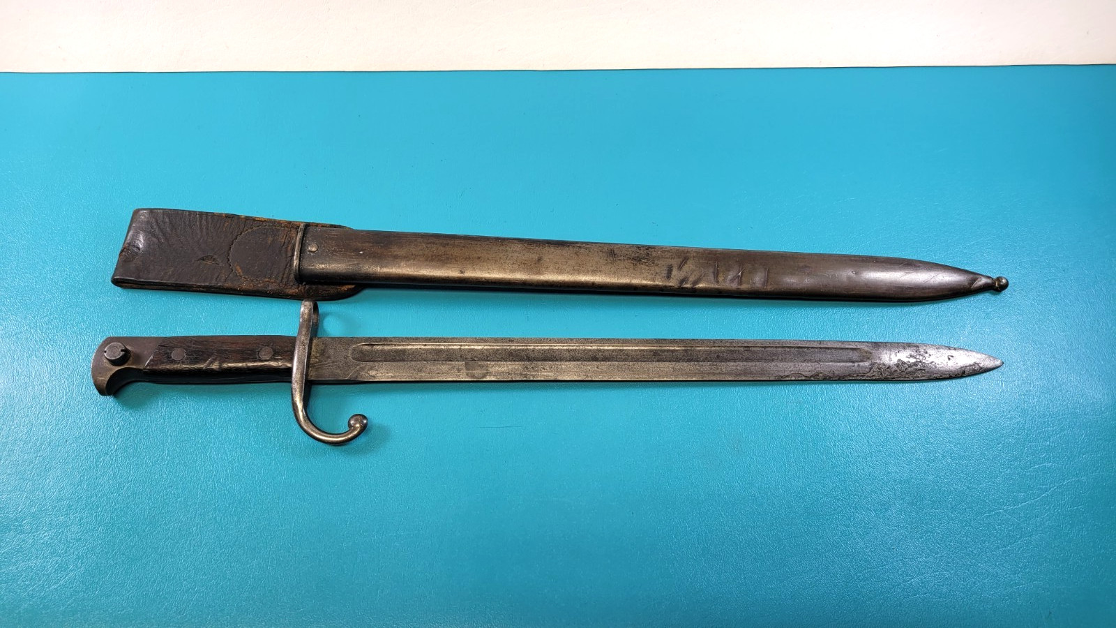 WWI French Model 1914 Remington Rifle Extended Marks Bayonet Sheath & Frog TR569