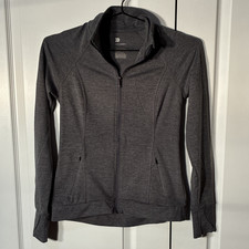 All in Motion Women's Full Zip Track Jacket Pockets Stretch Gray XS