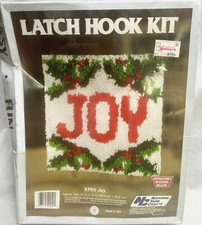 Vintage Latch Hook Rug Kit National Yarn Crafts "JOY" 12x12 - New - Box Damaged
