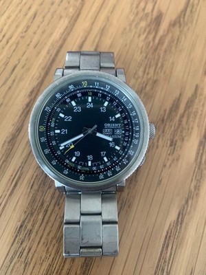 Orient EM58-C0 Titanium Automatic Watch 18cm Black Dial Rare Vintage