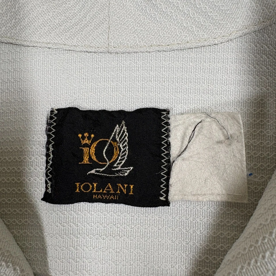 Camisa Iolani Hawaii Para Hombre Grande Blanca Roja Tribal Cinturón De Colección Años 70 Aloha Foto 3 de 4