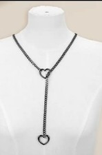 Heart O-ring Slip Chain Necklace For Women Handmade Punk Heart Slip Chain Choker