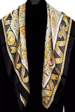 35"X35"Mosaic Animal Print Pure Mulberry Satin Silk14momme Scarf 88x88cm5-