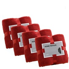 4 PCS Red Hand Towels For Bathroom Microfiber Washcloths Face 13.7x29.5