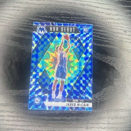 2024-25 Panini Mosaic - NBA Debut Jared McCain Reactive Blue Mosaic Prizm (RC)