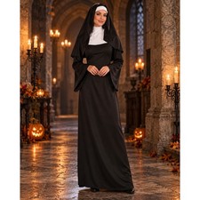 Sister Nun Costume Womens Adult Standard US 8 Black White 3pc Set Amscan Hermana