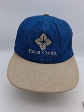 Vintage K Products Hat Farm Credit Denim Snapback Baseball Hat Cap Made In USA •
