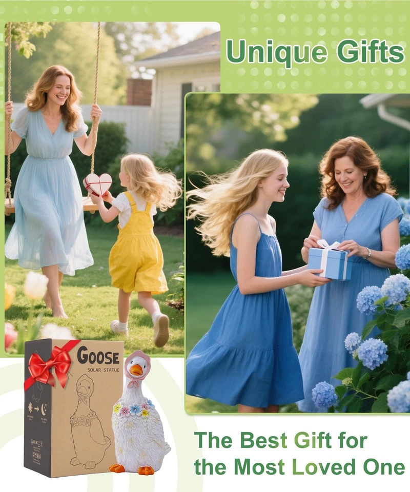 Estatuas de ganso de porche para decoración de jardín: escultura exterior para césped patio patio B... Foto 2 de 4