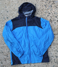 Columbia Blue Full Zip Up Rain Windbreaker Hooded Jacket Youth Size 14-16 Large