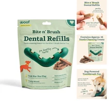 WOOF - Bite n' Brush Refills for The Dog Toothbrush Toy - Scrub Plaque and Ta