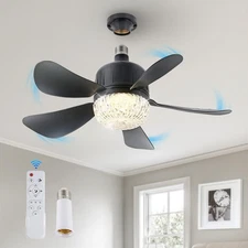 18" Socket Fan Light with Remote, Dimmable LED Ceiling Fans with Lights, Scre...