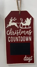 Christmas Countdown Metal Wall Sign with Chalkboard & Embossed Santa & Reindeer