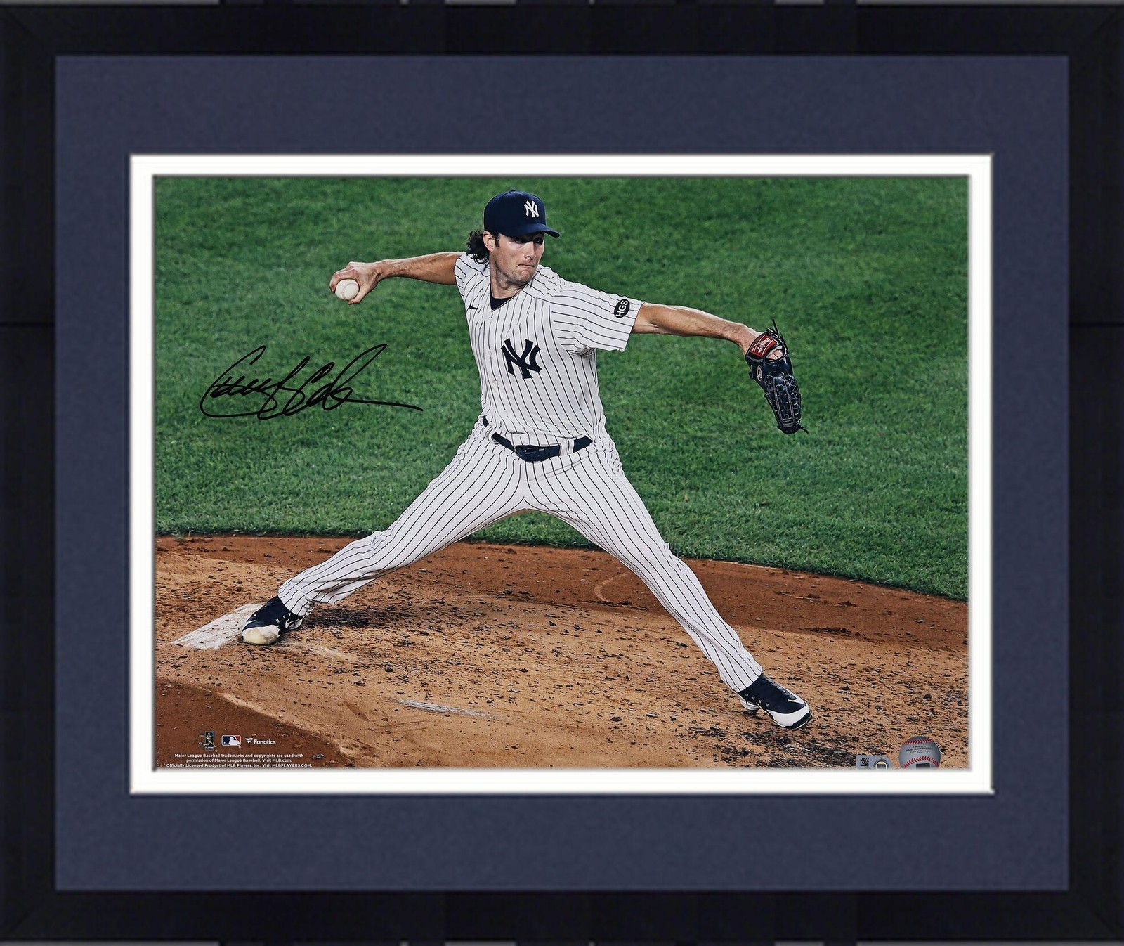Framed Gerrit Cole New York Yankees Signed 16" x 20" Pinstripes Side View Photo