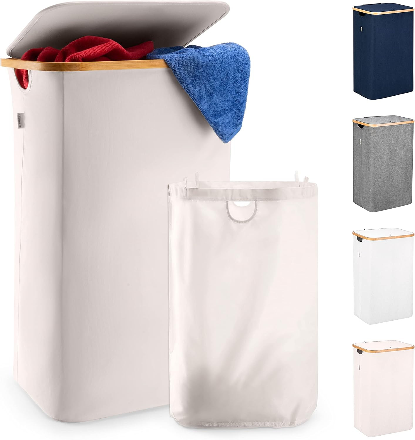 Cestino Bucato Design Moderno 100L con Sacco Interno e Coperchio