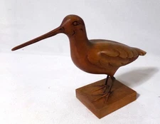 Hand Carved Bamboo Wood Sandpiper Shore Bird Sculpture