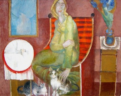 František Nikl 1935 - Prague / Cats Duet / Painting, Signed / Main Work / 1992