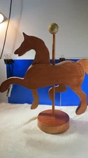 VINTAGE PRIMITIVE Wooden Folk Art  Hand Made Carousel Horse SIZE 18" TALL