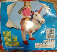 Kids Ride On Unicorn Inflatable Costume Blow Up Suit Halloween