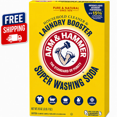 ARM & HAMMER Super Washing Soda Household Cleaner and Laundry Booster, 55 oz Box