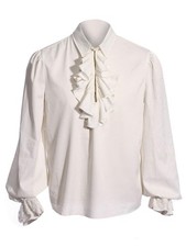 Bbalizko Mens Pirate Shirt Ruffle Victorian Renaissance Medium, White