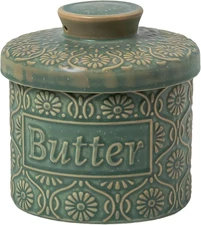 Ceramic Butter Crock with Lid, French Butter Dish with Water Line for Countertop