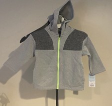 Cat Jack Toddler Gray Hoodie Neon Green Zip Jacket Size 18 Months