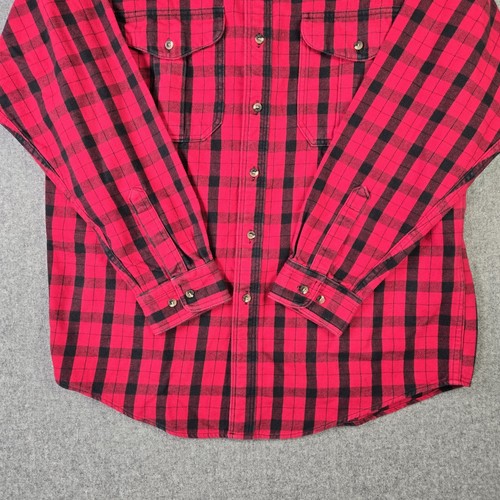 CC Filson Alaskan Guide Buffalo Plaid Button Up Flannel Mens Large Red Black USA - Picture 8 of 15