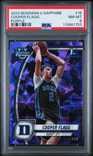 2024 BOWMAN UNIVERSITY CHROME SAPPHIRE PURPLE #16 COOPER FLAGG 29/100 PSA 8